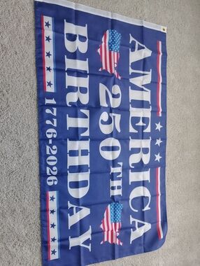 Patriotic Blue 250th America Birthday Flag